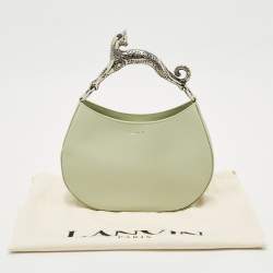 Pre Owned Lanvin Sage Green Leather Cat Handle Hobo