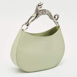 Pre Owned Lanvin Sage Green Leather Cat Handle Hobo