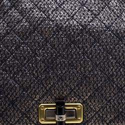 Pre Owned Lanvin Metallic Grey Quilted Ceramic Effect Leather Happy Shoulder Bag