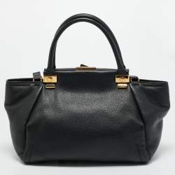 Pre Owned Lanvin Black Leather Trilogy Tote