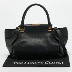 Pre Owned Lanvin Black Leather Trilogy Tote