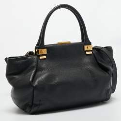 Pre Owned Lanvin Black Leather Trilogy Tote