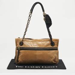 Pre Owned Lanvin Beige/Black Python and Leather Amalia Shoulder Bag