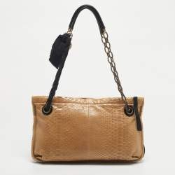 Pre Owned Lanvin Beige/Black Python and Leather Amalia Shoulder Bag