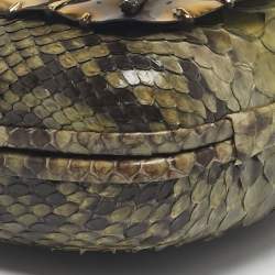 Pre Owned Lanvin Green Python Leafy Box Clutch
