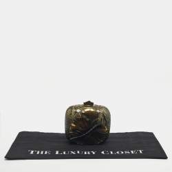 Pre Owned Lanvin Green Python Leafy Box Clutch