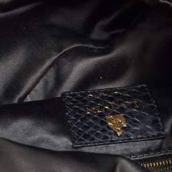 Pre Owned Lanvin Navy Blue Python Happy Flap Shoulder Bag