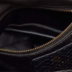 Pre Owned Lanvin Navy Blue Python Happy Flap Shoulder Bag