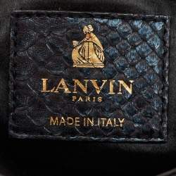 Pre Owned Lanvin Navy Blue Python Happy Flap Shoulder Bag