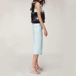 Pre Owned Lanvin Navy Blue Python Happy Flap Shoulder Bag