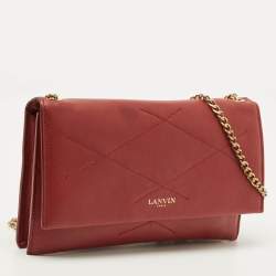 مملوكة مسبقًا محفظة بسلسلة لانفان جلد أحمر سكر