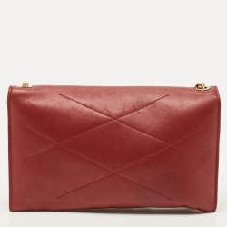 مملوكة مسبقًا محفظة بسلسلة لانفان جلد أحمر سكر