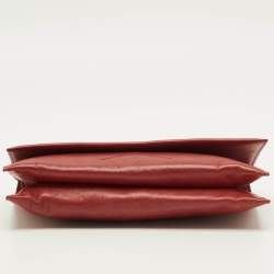 مملوكة مسبقًا محفظة بسلسلة لانفان جلد أحمر سكر