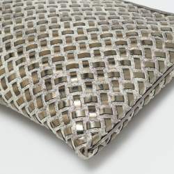 Pre Owned حقيبة كلتش لانفان جلد لامع رمادي مخملي منسوج بسلسلة