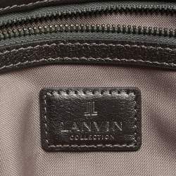 Pre Owned حقيبة كلتش لانفان جلد لامع رمادي مخملي منسوج بسلسلة