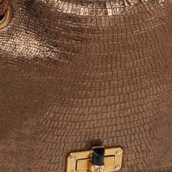 Pre Owned Lanvin Happy Metallic Lizard Embossed Leather Shoulder Bag