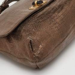 Pre Owned Lanvin Happy Metallic Lizard Embossed Leather Shoulder Bag