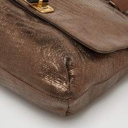 Pre Owned Lanvin Happy Metallic Lizard Embossed Leather Shoulder Bag