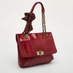 Pre Owned Lanvin Happy Red Eel Leather Shoulder Bag
