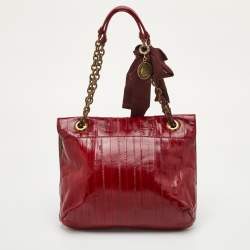 Pre Owned Lanvin Happy Red Eel Leather Shoulder Bag