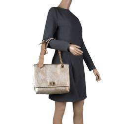 Pre Owned Lanvin Gold Leather Happy Shoulder Bag