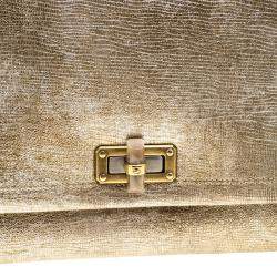 Pre Owned Lanvin Gold Leather Happy Shoulder Bag