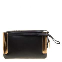 Pre Owned Lanvin Black/Gold Leather Le Jour Clutch
