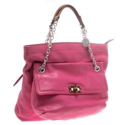 Pre Owned Lanvin Pink Leather Chain Shoulder Bag