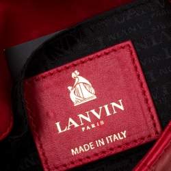 Pre Owned Lanvin Red Quilted Leather Mini Pop Crossbody Bag