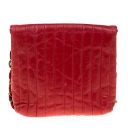 Pre Owned Lanvin Red Quilted Leather Mini Pop Crossbody Bag
