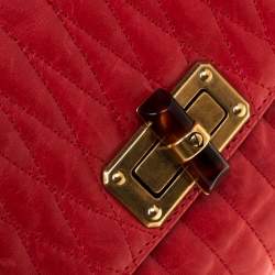 Pre Owned Lanvin Red Quilted Leather Mini Pop Crossbody Bag