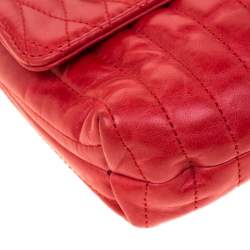 Pre Owned Lanvin Red Quilted Leather Mini Pop Crossbody Bag