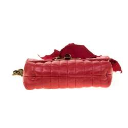 Pre Owned Lanvin Red Quilted Leather Mini Pop Crossbody Bag