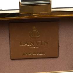 Pre Owned Lanvin Black/Gold Embellished Satin Chain Clutch