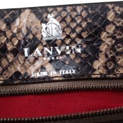 Pre Owned Lanvin Beige Python Embossed Leather Happy Chain Shoulder Bag