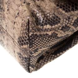 Pre Owned Lanvin Beige Python Embossed Leather Happy Chain Shoulder Bag