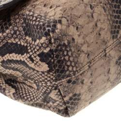 Pre Owned Lanvin Beige Python Embossed Leather Happy Chain Shoulder Bag