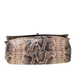 Pre Owned Lanvin Beige Python Embossed Leather Happy Chain Shoulder Bag