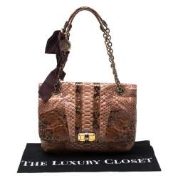 Pre Owned Lanvin Brown Python Happy Shoulder Bag