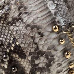 Pre Owned Lanvin Grey Python Sugar Studded Shoulder Bag