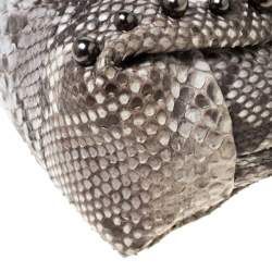 Pre Owned Lanvin Grey Python Sugar Studded Shoulder Bag