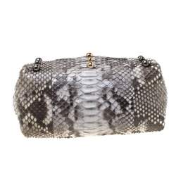 Pre Owned Lanvin Grey Python Sugar Studded Shoulder Bag