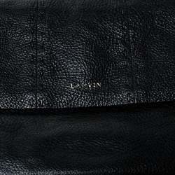 Pre Owned Lanvin Black Leather Sugar Stitch Shoulder Bag