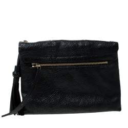 Pre Owned Lanvin Black Leather Sugar Stitch Shoulder Bag