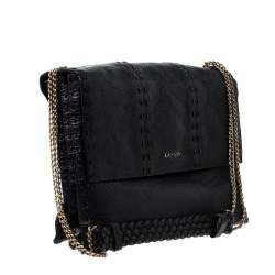 Pre Owned Lanvin Black Leather Sugar Stitch Shoulder Bag
