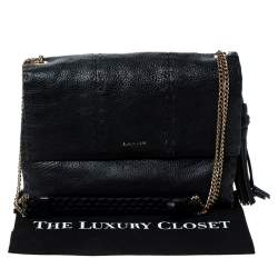 Pre Owned Lanvin Black Leather Sugar Stitch Shoulder Bag