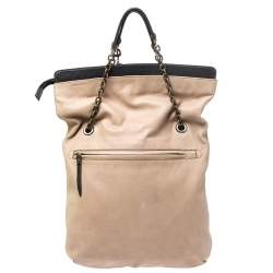 Pre Owned Lanvin Multicolor Leather and Patent Foldover Shoulder Bag