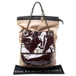 Pre Owned Lanvin Multicolor Leather and Patent Foldover Shoulder Bag