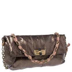 Pre Owned Lanvin Metallic Python Happy Shoulder Bag