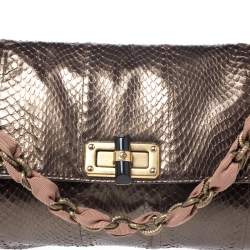 Pre Owned Lanvin Metallic Python Happy Shoulder Bag